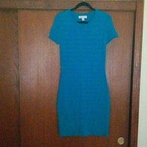 Michael Kors teal Scalloped bodycon stretch dress